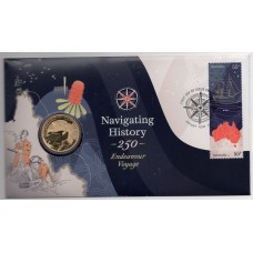 2020 PNC $1 Navigating History -250- Endeavour Voyage Stamp and Coin Cover