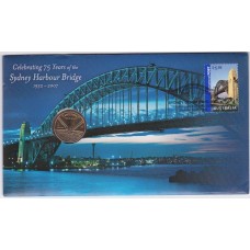 2007 PNC $1 Sydney Harbour Bridge S Mintmark Stamp and Coin Cover