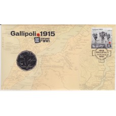 2015 PNC 50¢ Gallipoli 1915 Centenary WWI Stamp and Coin Cover