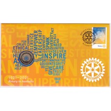 2021 PNC $1 Centenary of  Rotary Stamp and Coin Cover