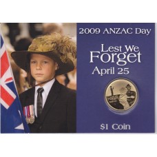 2009 $1 ANZAC Day Australian Defence Force Diggers Coin & Card