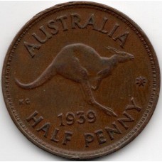 1939 Kangaroo King George VI Halfpenny