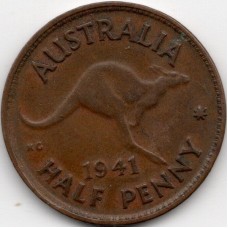 1941 Kangaroo King George VI Halfpenny