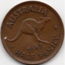 1947 Kangaroo King George VI Halfpenny
