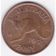 1955 Kangaroo Queen Elizabeth II Penny