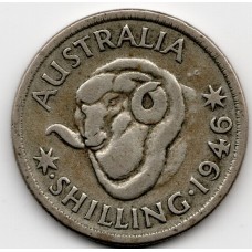 1946 Star Dot Shilling King George VI Rams Head 50% Silver Coin