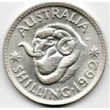 1962 Shilling Queen Elizabeth II Rams Head 50% Silver Coin Uncirculated