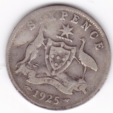 1925 Commonwealth King George V Sixpence 92.5% Silver Coin Very Good